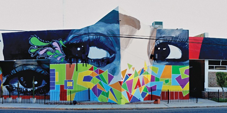 Fernando Corona’s mural “Miradas en Transito,” at the Instituto de Investigaciones Culturales Museo U.A.B.C., 2012, Photo by Marco Roche
