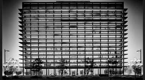 Department of Water and Power Building (1965). Photo by Julius Shulman, The Getty Research Institute, Julius Shulman Photography Archive© J. Paul Getty Trust, Research Library at the GRI