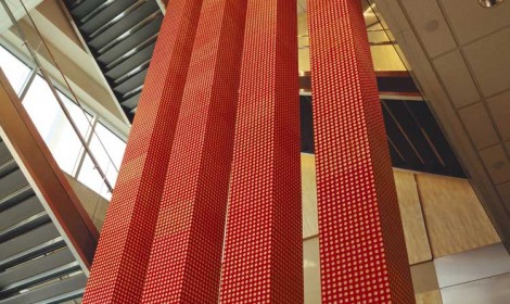 Ayomi Yoshida,detail of the installation Reverberation at the Target Headquarters, Minneapolis, 2003, Courtesy of the artist
