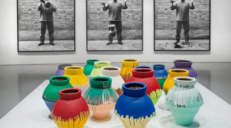 Ai Weiwei (Chinese, b. 1957). Colored Vases, 2007‒10. Han Dynasty vases and industrial paint, dimensions variable. Courtesy of Ai Weiwei Studio. Installation view of Ai Weiwei: According to What? at the Hirshhorn Museum and Sculpture Garden, Washington D.C., 2012. Photo by Cathy Carver