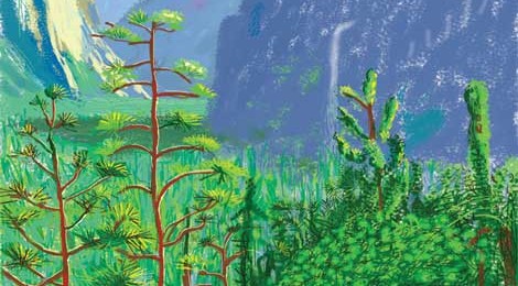 David Hockney, “Yosemite I, October 16th 2011”
iPad Drawing printed on six sheets of paper (71 3/4 x 42 3/4” each),
mounted on six sheets of Dibond
143 1/2 x 128 1/4” overall
Exhibition Proof #1
© David Hockney