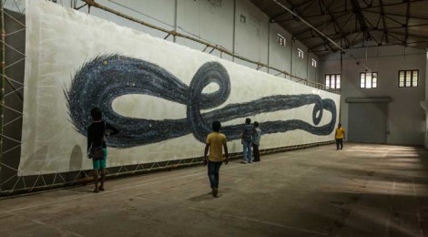 N.S. Harsha’s 79-foot painted loop of the cosmos, Punarapi Janaram, Punarapi Maranam, (Again Birth, Again Death), 2013