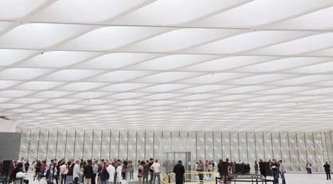 Visitors in The Broad’s third-floor gallery space, before art walls are constructed. Photo by Ryan Miller/Capture Imaging.