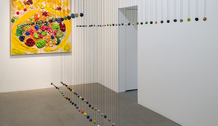 Polly Apfelbaum/Dona Nelson, "Erasing Tracing Racing Paint," installation view, courtesy of the artists and Michael Benevento.