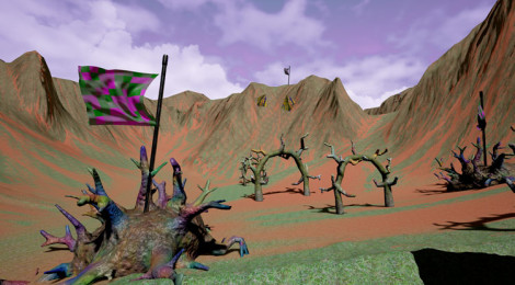 Jeremy Couillard, Screenshot captured from the virtual reality program, “Out of Body Experience,” 2015, 8-minute duration.