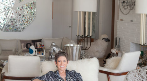 Beth Rudin DeWoody in Palm Beach home with chairs by Campana Brothers, Jeff Koons pail and François-Xavier Lalanne sheep, photograph by Firooz Zahedi.