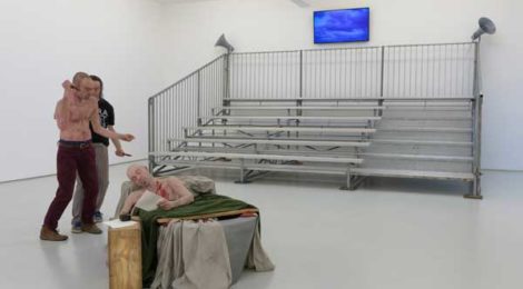 Daniel Joseph Martinez, IF YOU DRINK HEMLOCK, I SHALL DRINK IT WITH YOU or A BEAUTIFUL DEATH; player to player, pimp to pimp. (As performed by the inmates of the Asylum of Charenton under the direction of the Marquis de Sade), 2016, courtesy of the artist and Roberts & Tilton, Culver City, CA.