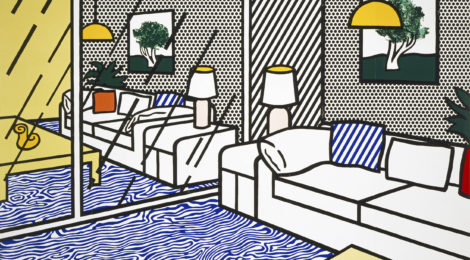 Roy Lichtenstein, Wallpaper with Blue Floor Interior, 1992, ©Estate of Roy Lichtenstein/Gemini G.E.L., courtesy of the Jordan Schnitzer Family Foundation, Skirball Cultural Center, Los Angeles