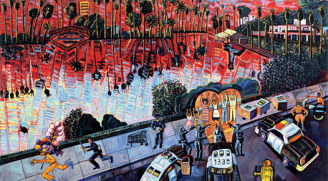 Frank Romero, The Arrest of the Paleteros, 1996, courtesy of Cheech Marin, image courtesy of Cheech Marin.