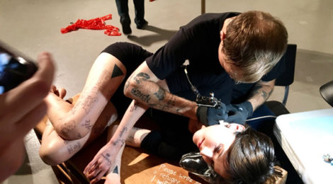 Lara Salmon getting inked
