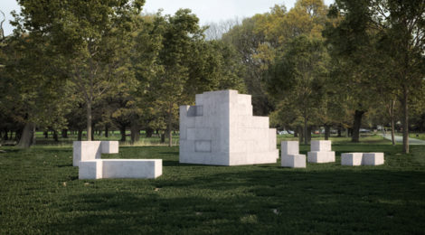 Jose Dávila, Sense of Place, 2017. Concrete, 40 pieces, Overall: 8'x8'x8', individual dimensions variable.
Courtesy of Estudio Jose Dávila, 2017