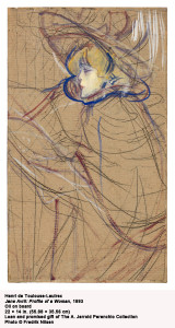 "Jane Avril: profil de femme" by Henri De Toulouse-Lautrec