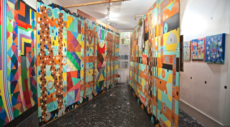Installation at LAST Projects gallery by Xara Thustra, "Queer, Trans, Spaces," photo by Ilona Berger.