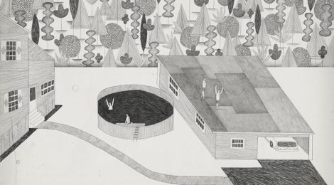Brian Rea, "Backflip," graphite on paper, courtesy CMay Gallery