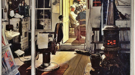 Norman Rockwell, Shuffleton’s Barbershop, 1950