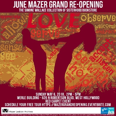 Grand Re-Opening of June Mazer Lesbian Archives with Sisterhood Bookstore Exhibition