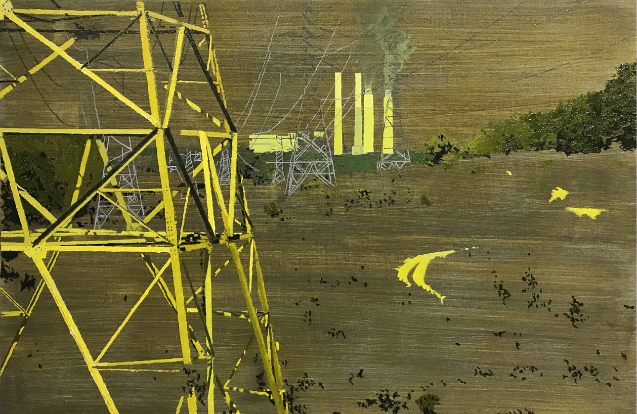 Greg Lindquist, Belews Creek Steam Station, Stokes County, North Carolina (Transmission Towers) (2018), courtesy of the artist and Lennon, Weinberg, Inc., New York.