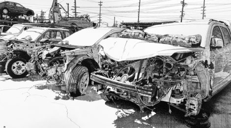 Ichiro Irie, Impermanence 1 (2017). Permanent marker and white acrylic on canvas, 80 x 48 inches.