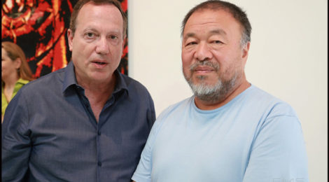 Stephen Goldberg with Ai Weiwei at Deitch opening, photo by Eric Minh Swenson