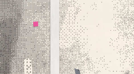 Laura Owens, Untitled (2016,) oil, Flashe, screen printing, ink, charcoal, and wallpaper on dibond, courtesy MOCA, © Laura Owens.