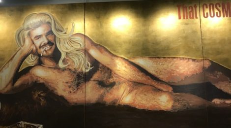 FOUND:RE Hotel Burt Reynolds mural in lobby. Photo by Genie Davis.