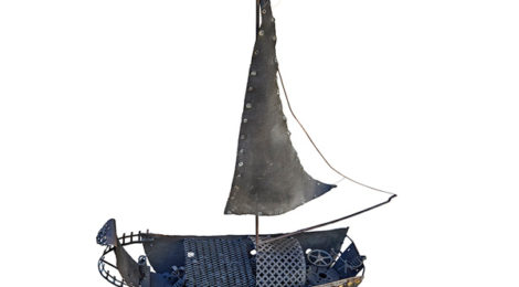 <ns>Gallery Rounds</ns> John Riddle Ship ca. 1970s metal on wood web 470x260 <ns>Gallery Rounds</ns>