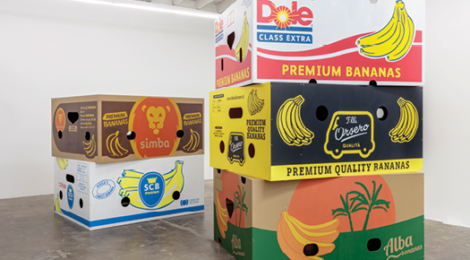 Jebila Okongwu, Five Banana Boxes, 2018, courtesy the artist and Baert Gallery, Los Angeles.,photo by Joshua White—JWPicture