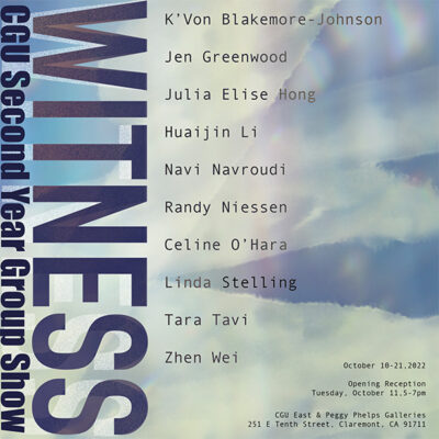 WITNESS; CGU MFA SECOND YEAR GROUP SHOW