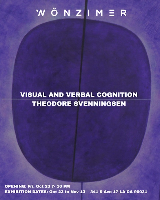 VISUAL AND VERBAL COGNITION  THEODORE SVENNINGSEN SOLO EXHIBITION