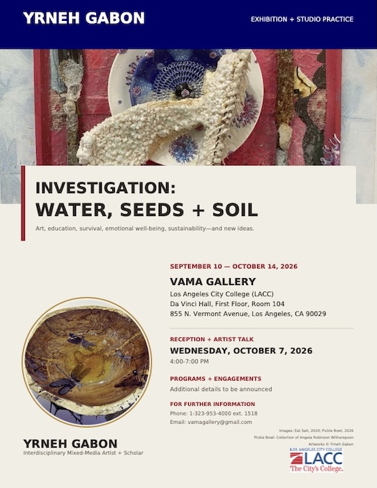 Exhibition and public Laboratory: Yrneh Gabon-- Investigation: Water, Seeds, and Soil